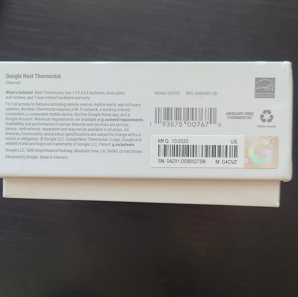 Google Nest Thermostat with Trim Kit